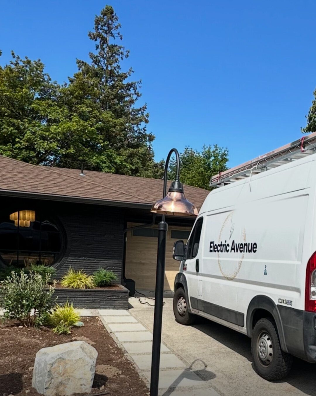 Custom driveway light post installed in the Portland metro